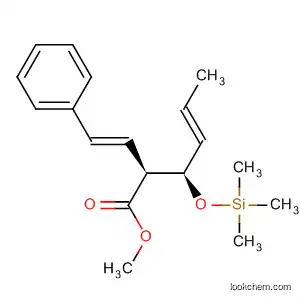 Molecular Structure of 827605-61-8 (4-Hexenoic acid, 2-[(1E)-2-phenylethenyl]-3-[(trimethylsilyl)oxy]-, methyl
ester, (2S,3R,4E)-)