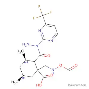 Molecular Structure of 828934-66-3 (Cyclohexanecarboxylic acid,
1-[(formylhydroxyamino)methyl]-3,5-dimethyl-,
2-[4-(trifluoromethyl)-2-pyrimidinyl]hydrazide, (3R,5S)-rel-)