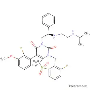 Molecular Structure of 830346-14-0 (2,4(1H,3H)-Pyrimidinedione,
5-(2-fluoro-3-methoxyphenyl)-1-[[2-fluoro-6-(methylsulfonyl)phenyl]methyl
]-6-methyl-3-[(2R)-2-[[2-[(1-methylethyl)amino]ethyl]amino]-2-phenylethyl
]-)