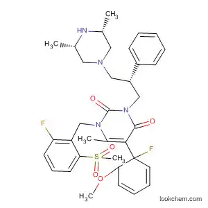 Molecular Structure of 830346-22-0 (2,4(1H,3H)-Pyrimidinedione,
3-[(2S)-3-[(3S,5R)-3,5-dimethyl-1-piperazinyl]-2-phenylpropyl]-5-(2-fluor
o-3-methoxyphenyl)-1-[[2-fluoro-6-(methylsulfonyl)phenyl]methyl]-6-meth
yl-)