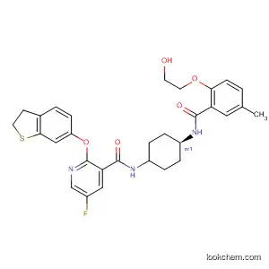 Molecular Structure of 830347-69-8 (3-Pyridinecarboxamide,
2-[(2,3-dihydrobenzo[b]thien-6-yl)oxy]-5-fluoro-N-[cis-4-[[2-(2-hydroxyeth
oxy)-5-methylbenzoyl]amino]cyclohexyl]-)