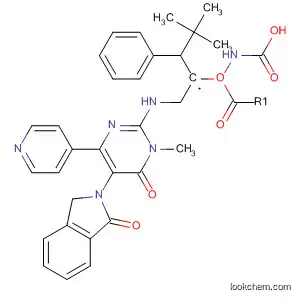 Molecular Structure of 831231-99-3 (Carbamic acid,
[(1S)-1-[[[5-(1,3-dihydro-1-oxo-2H-isoindol-2-yl)-1,6-dihydro-1-methyl-6-
oxo-4-(4-pyridinyl)-2-pyrimidinyl]amino]methyl]-2-phenylethyl]-,
1,1-dimethylethyl ester)