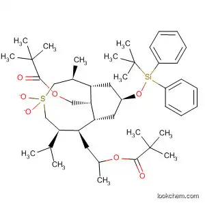 Molecular Structure of 831235-40-6 (Propanoic acid, 2,2-dimethyl-,
2-[(1R,2S,6R,7R,8R,10S,12S)-10-[[(1,1-dimethylethyl)diphenylsilyl]oxy]
-12-[(2,2-dimethyl-1-oxopropoxy)methyl]-2-methyl-6-(1-methylethyl)-4,4-
dioxido-4-thiabicyclo[6.3.1]dodec-7-yl]-1-methylethyl ester)