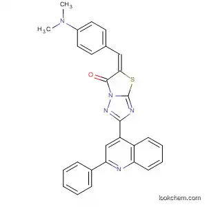 Molecular Structure of 832151-42-5 (Thiazolo[3,2-b][1,2,4]triazol-6(5H)-one,
5-[[4-(dimethylamino)phenyl]methylene]-2-(2-phenyl-4-quinolinyl)-, (5E)-)
