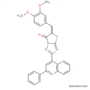 Molecular Structure of 832151-44-7 (Thiazolo[3,2-b][1,2,4]triazol-6(5H)-one,
5-[(3,4-dimethoxyphenyl)methylene]-2-(2-phenyl-4-quinolinyl)-, (5E)-)