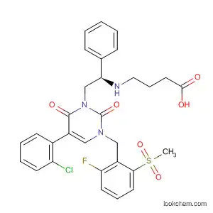 Molecular Structure of 832720-76-0 (Butanoic acid,
4-[[(1R)-2-[5-(2-chlorophenyl)-3-[[2-fluoro-6-(methylsulfonyl)phenyl]meth
yl]-3,6-dihydro-2,6-dioxo-1(2H)-pyrimidinyl]-1-phenylethyl]amino]-)
