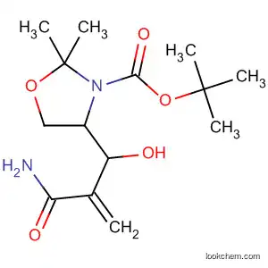 Molecular Structure of 832723-56-5 (3-Oxazolidinecarboxylic acid,
4-[2-(aminocarbonyl)-1-hydroxy-2-propenyl]-2,2-dimethyl-,
1,1-dimethylethyl ester, (4R)-)
