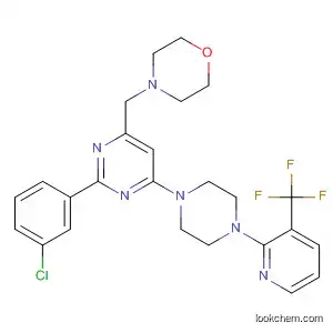 Molecular Structure of 833463-57-3 (Morpholine,
4-[[2-(3-chlorophenyl)-6-[4-[3-(trifluoromethyl)-2-pyridinyl]-1-piperazinyl]-
4-pyrimidinyl]methyl]-)