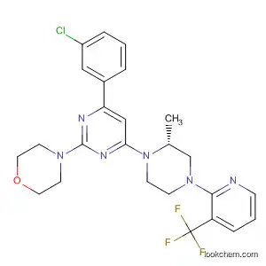 Molecular Structure of 833463-71-1 (Morpholine,
4-[4-(3-chlorophenyl)-6-[(2R)-2-methyl-4-[3-(trifluoromethyl)-2-pyridinyl]-
1-piperazinyl]-2-pyrimidinyl]-)
