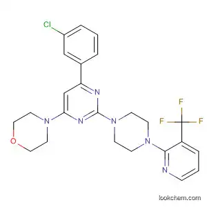 Molecular Structure of 833464-05-4 (Morpholine,
4-[6-(3-chlorophenyl)-2-[4-[3-(trifluoromethyl)-2-pyridinyl]-1-piperazinyl]-
4-pyrimidinyl]-)