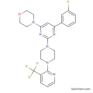 Molecular Structure of 833464-08-7 (Morpholine,
4-[6-(3-fluorophenyl)-2-[4-[3-(trifluoromethyl)-2-pyridinyl]-1-piperazinyl]-4
-pyrimidinyl]-)