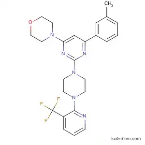 Molecular Structure of 833464-17-8 (Morpholine,
4-[6-(3-methylphenyl)-2-[4-[3-(trifluoromethyl)-2-pyridinyl]-1-piperazinyl]-
4-pyrimidinyl]-)