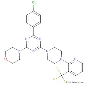 Molecular Structure of 833464-38-3 (1,3,5-Triazine,
2-(4-chlorophenyl)-4-(4-morpholinyl)-6-[4-[3-(trifluoromethyl)-2-pyridinyl]-
1-piperazinyl]-)