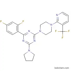 Molecular Structure of 833464-68-9 (1,3,5-Triazine,
2-(2,4-difluorophenyl)-4-(1-pyrrolidinyl)-6-[4-[3-(trifluoromethyl)-2-pyridin
yl]-1-piperazinyl]-)