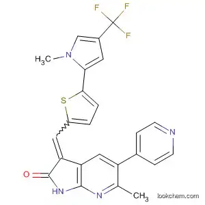 Molecular Structure of 834859-66-4 (2H-Pyrrolo[2,3-b]pyridin-2-one,
1,3-dihydro-6-methyl-3-[[5-[1-methyl-4-(trifluoromethyl)-1H-pyrrol-2-yl]-2-
thienyl]methylene]-5-(4-pyridinyl)-)