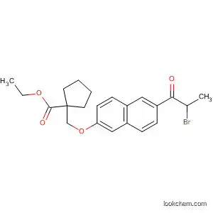 Molecular Structure of 834914-17-9 (Cyclopentanecarboxylic acid,
1-[[[6-(2-bromo-1-oxopropyl)-2-naphthalenyl]oxy]methyl]-, ethyl ester)