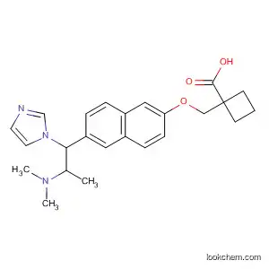 Molecular Structure of 834916-35-7 (Cyclobutanecarboxylic acid,
1-[[[6-[2-(dimethylamino)-1-(1H-imidazol-1-yl)propyl]-2-naphthalenyl]oxy
]methyl]-)