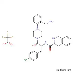 Molecular Structure of 834917-23-6 (3-Isoquinolinecarboxamide,
N-[(1R)-2-[4-[2-(aminomethyl)phenyl]-1-piperazinyl]-1-[(4-chlorophenyl)
methyl]-2-oxoethyl]-1,2,3,4-tetrahydro-, (3R)-, mono(trifluoroacetate))