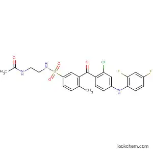 Molecular Structure of 835624-82-3 (Acetamide,
N-[2-[[[3-[2-chloro-4-[(2,4-difluorophenyl)amino]benzoyl]-4-methylphenyl]
sulfonyl]amino]ethyl]-)