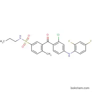 Molecular Structure of 835624-83-4 (Benzenesulfonamide,
3-[2-chloro-4-[(2,4-difluorophenyl)amino]benzoyl]-4-methyl-N-propyl-)