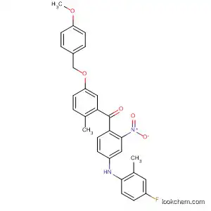 Molecular Structure of 835624-86-7 (Methanone,
[4-[(4-fluoro-2-methylphenyl)amino]-2-nitrophenyl][5-[(4-methoxyphenyl)
methoxy]-2-methylphenyl]-)