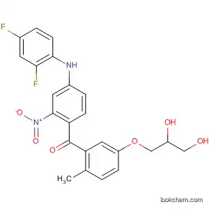 Molecular Structure of 835625-00-8 (Methanone,
[4-[(2,4-difluorophenyl)amino]-2-nitrophenyl][5-(2,3-dihydroxypropoxy)-2
-methylphenyl]-)