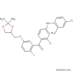 Molecular Structure of 835625-08-6 (Methanone,
[2-chloro-4-[(4-chloro-2-methylphenyl)amino]phenyl][5-[(2,2-dimethyl-1,3
-dioxolan-4-yl)methoxy]-2-fluorophenyl]-)