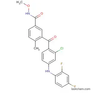Molecular Structure of 835625-27-9 (Benzamide,
3-[2-chloro-4-[(2,4-difluorophenyl)amino]benzoyl]-N-methoxy-4-methyl-)