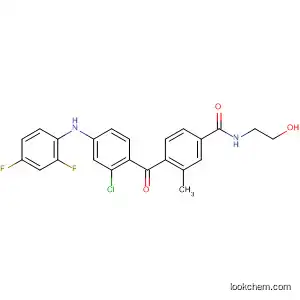 Molecular Structure of 835625-37-1 (Benzamide,
4-[2-chloro-4-[(2,4-difluorophenyl)amino]benzoyl]-N-(2-hydroxyethyl)-3-
methyl-)