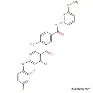 Molecular Structure of 835625-40-6 (Benzamide,
3-[2-chloro-4-[(2,4-difluorophenyl)amino]benzoyl]-N-(3-methoxyphenyl)-
4-methyl-)