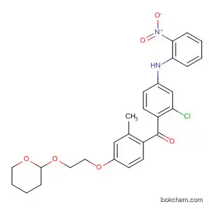 Molecular Structure of 835625-68-8 (Methanone,
[2-chloro-4-[(2-nitrophenyl)amino]phenyl][2-methyl-4-[2-[(tetrahydro-2H-
pyran-2-yl)oxy]ethoxy]phenyl]-)