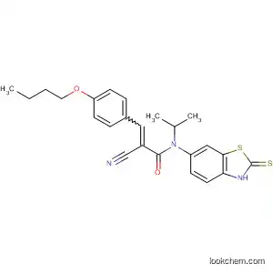 Molecular Structure of 836622-18-5 (2-Propenamide,
3-(4-butoxyphenyl)-2-cyano-N-(2,3-dihydro-2-thioxo-6-benzothiazolyl)-N
-(1-methylethyl)-)