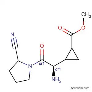 Molecular Structure of 856893-85-1 (Cyclopropanecarboxylic acid,
2-[(1R)-1-amino-2-(2-cyano-1-pyrrolidinyl)-2-oxoethyl]-, methyl ester,
(1R,2R)-rel-)