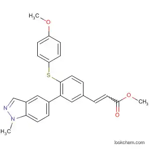 Molecular Structure of 860634-70-4 (2-Propenoic acid,
3-[4-[(4-methoxyphenyl)thio]-3-(1-methyl-1H-indazol-5-yl)phenyl]-,
methyl ester)