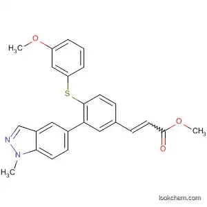 Molecular Structure of 860634-94-2 (2-Propenoic acid,
3-[4-[(3-methoxyphenyl)thio]-3-(1-methyl-1H-indazol-5-yl)phenyl]-,
methyl ester)