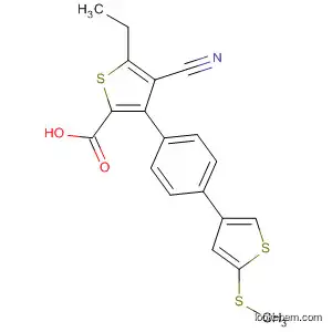 Molecular Structure of 861963-31-7 (2-Thiophenecarboxylic acid,
4-cyano-5-ethyl-3-[4-[5-(methylthio)-3-thienyl]phenyl]-)