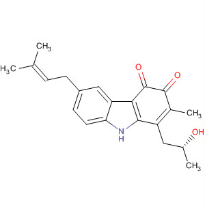 Molecular Structure of 150957-18-9 (3H-Carbazole-3,4(9H)-dione,
1-[(2R)-2-hydroxypropyl]-2-methyl-6-(3-methyl-2-butenyl)-)