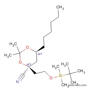 Molecular Structure of 187749-15-1 (1,3-Dioxane-4-carbonitrile,
4-[2-[[(1,1-dimethylethyl)dimethylsilyl]oxy]ethyl]-6-hexyl-2,2-dimethyl-,
(4R,6S)-rel-)
