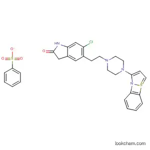 Molecular Structure of 199522-97-9 (2H-Indol-2-one,
5-[2-[4-(1,2-benzisothiazol-3-yl)-1-piperazinyl]ethyl]-6-chloro-1,3-dihydro
-, monobenzenesulfonate)