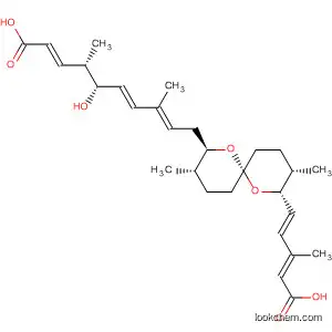 Molecular Structure of 214143-44-9 (2,6,8-Decatrienoic acid,
10-[(2R,3S,6S,8R,9S)-8-[(1E,3E)-4-carboxy-3-methyl-1,3-butadienyl]-3
,9-dimethyl-1,7-dioxaspiro[5.5]undec-2-yl]-5-hydroxy-4,8-dimethyl-,
(2E,4S,5S,6E,8E)-)