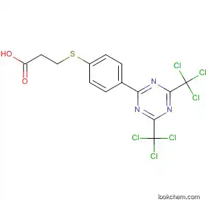 Molecular Structure of 381731-78-8 (Propanoic acid,
3-[[4-[4,6-bis(trichloromethyl)-1,3,5-triazin-2-yl]phenyl]thio]-)