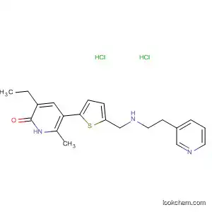 Molecular Structure of 867009-72-1 (2(1H)-Pyridinone,
3-ethyl-6-methyl-5-[5-[[[2-(3-pyridinyl)ethyl]amino]methyl]-2-thienyl]-,
dihydrochloride)