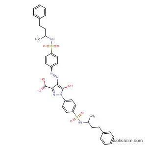 Molecular Structure of 873012-36-3 (1H-Pyrazole-3-carboxylic acid,
5-hydroxy-1-[4-[[(1-methyl-3-phenylpropyl)amino]sulfonyl]phenyl]-4-[[4-[[(
1-methyl-3-phenylpropyl)amino]sulfonyl]phenyl]azo]-)