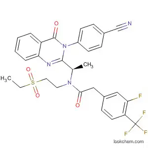 Molecular Structure of 873191-67-4 (Benzeneacetamide,
N-[(1R)-1-[3-(4-cyanophenyl)-3,4-dihydro-4-oxo-2-quinazolinyl]ethyl]-N-[
2-(ethylsulfonyl)ethyl]-3-fluoro-4-(trifluoromethyl)-)