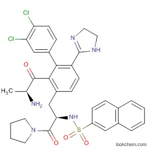 Molecular Structure of 873197-24-1 (Pyrrolidine,
1-[(3R)-3-(3,4-dichlorophenyl)-N-(2-naphthalenylsulfonyl)-b-alanyl-4-(4,5
-dihydro-1H-imidazol-2-yl)-D-phenylalanyl]-)
