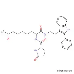 Molecular Structure of 874155-65-4 (2-Pyrrolidinecarboxamide,
5-oxo-N-[(1S)-7-oxo-1-[[[2-(2-phenyl-1H-indol-3-yl)ethyl]amino]carbonyl]
octyl]-, (2S)-)