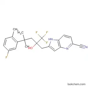 Molecular Structure of 875415-07-9 (1H-Pyrrolo[3,2-b]pyridine-5-carbonitrile,
2-[4-(5-fluoro-2-methylphenyl)-2-hydroxy-4-methyl-2-(trifluoromethyl)pent
yl]-)