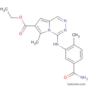 Molecular Structure of 885945-51-7 (Pyrrolo[1,2-d][1,2,4]triazine-7-carboxylic acid,
4-[[5-(aminocarbonyl)-2-methylphenyl]amino]-6-methyl-, ethyl ester)