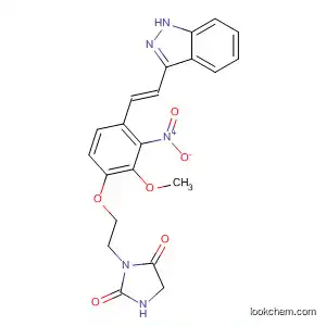 Molecular Structure of 904896-57-7 (2,4-Imidazolidinedione,
3-[2-[4-[(1E)-2-(1H-indazol-3-yl)ethenyl]-2-methoxy-3-nitrophenoxy]ethyl]
-)