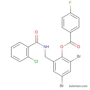 Molecular Structure of 413609-66-2 (Benzoic acid, 4-fluoro-,
2,4-dibromo-6-[[(2-chlorobenzoyl)amino]methyl]phenyl ester)